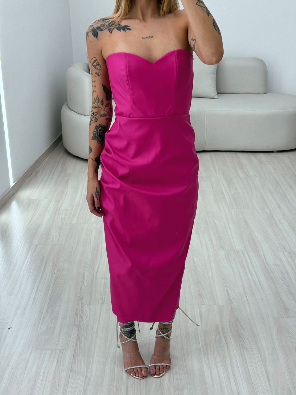 VESTIDO CF COURINO MIDI ROSA