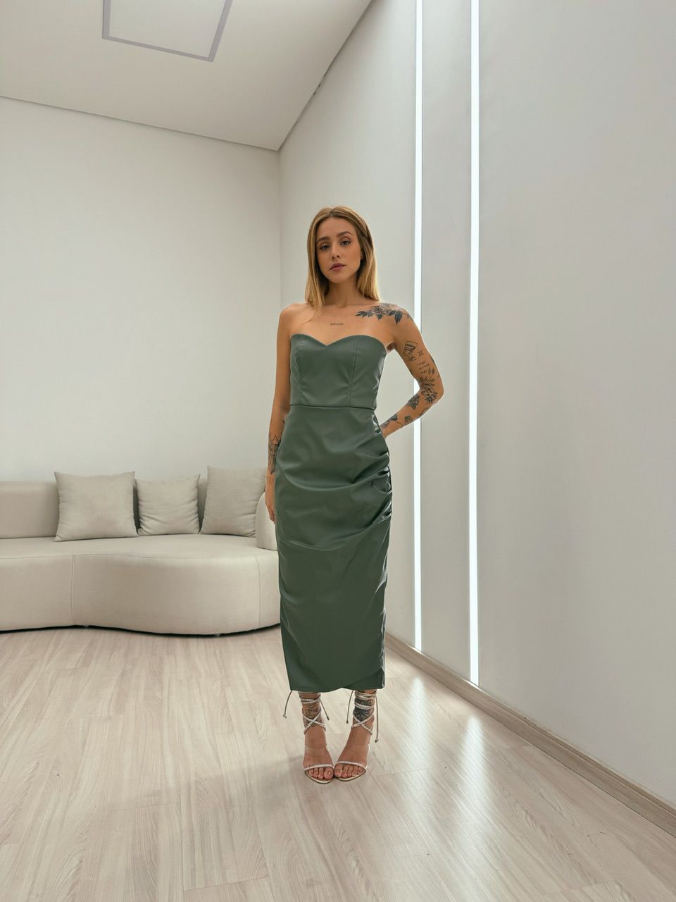 VESTIDO CF COURINO MIDI VERDE - 0050410014 - CAROLLA FERRARO