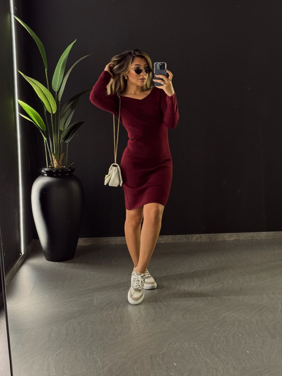 VESTIDO VALEN TRICOT MARSALA - 0050380053 - CAROLLA FERRARO