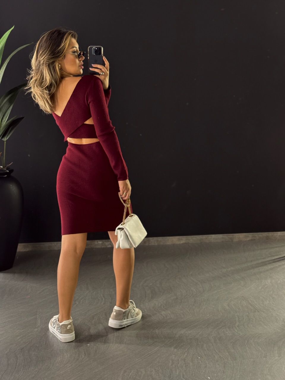 VESTIDO VALEN TRICOT MARSALA