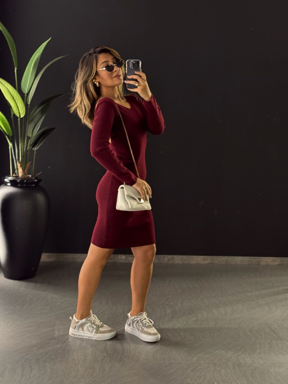 VESTIDO VALEN TRICOT MARSALA