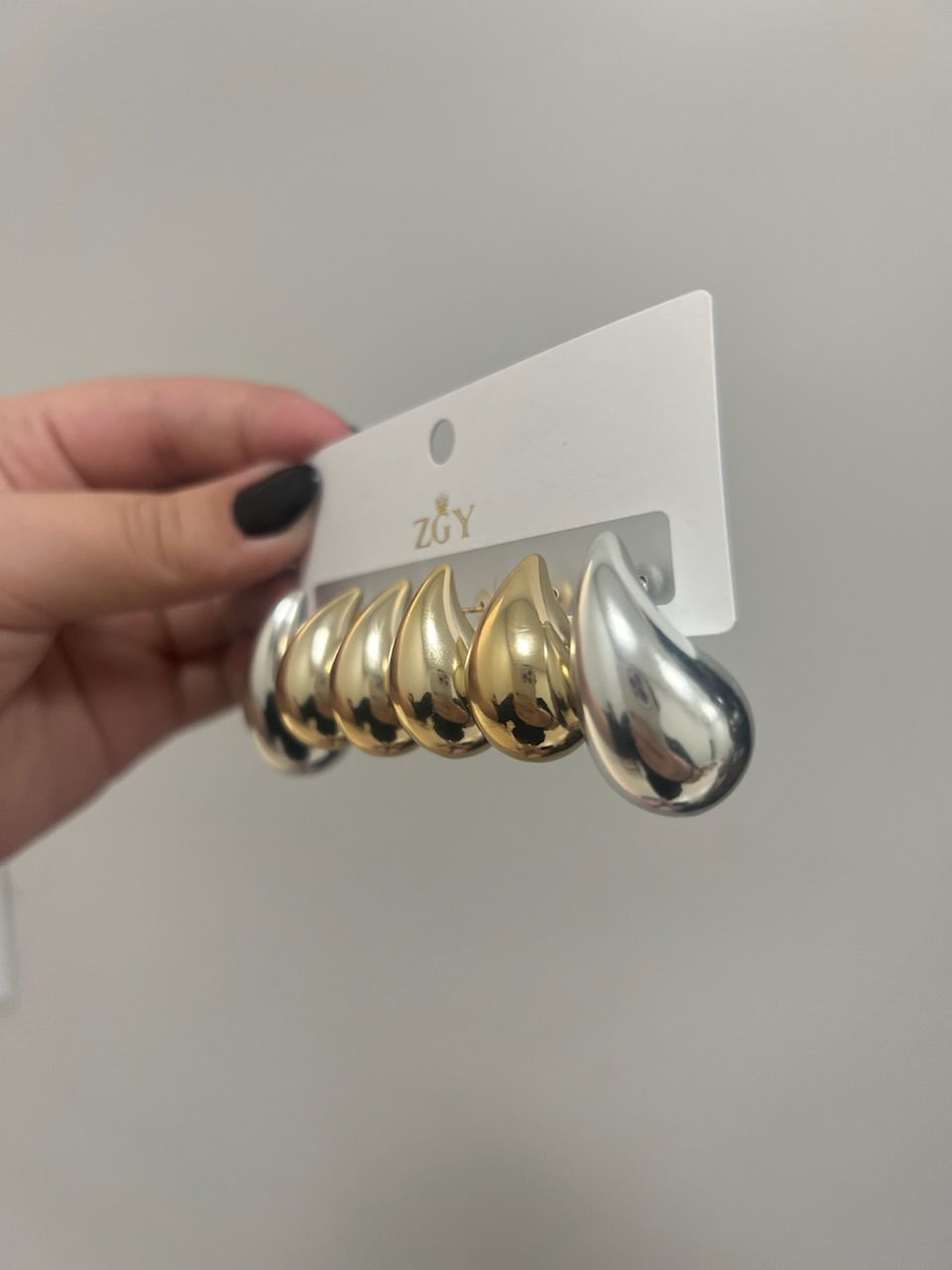 TRIO DE BRINCOS GOTA PRATA / DOURADO