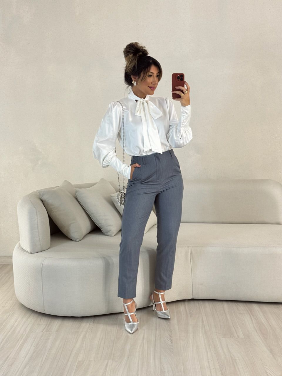 CALÇA LUNA ALFAIATARIA CINZA - 0052660091 - CAROLLA FERRARO