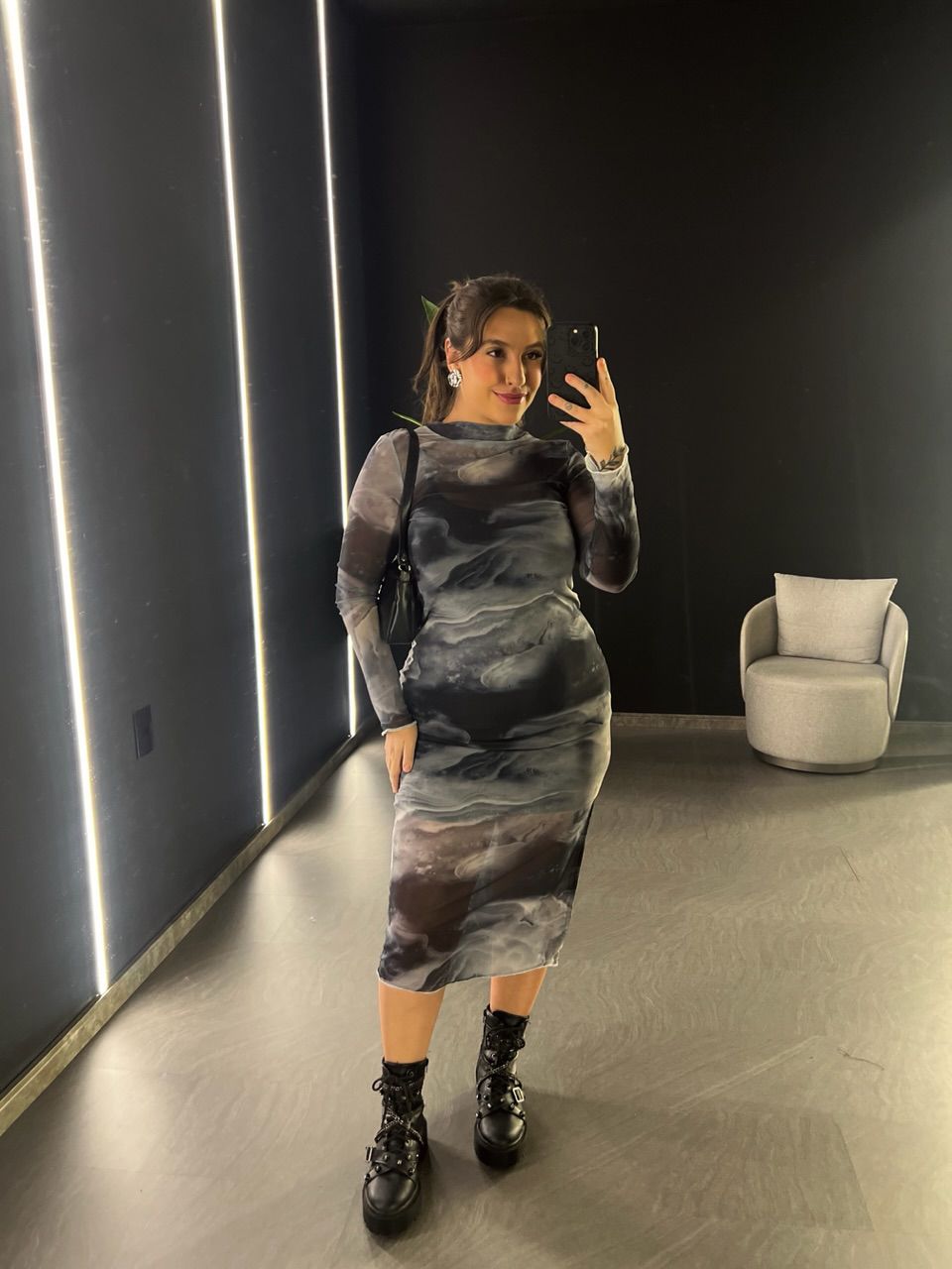 VESTIDO PIETRA TULE CINZA
