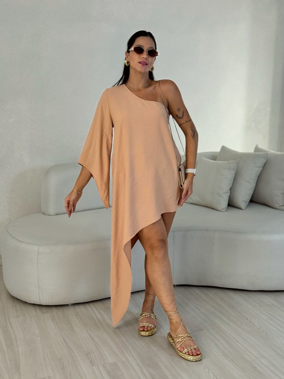 CONJUNTO CATARINA ASSIMÉTRICO NUDE - 0054770049 - CAROLLA FERRARO
