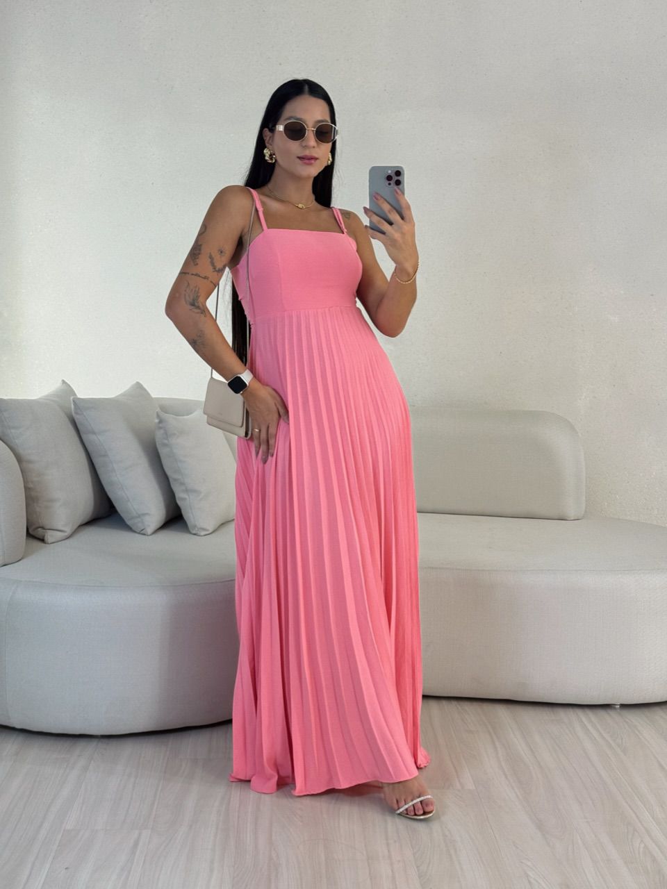 VESTIDO MÁRCIA 02 PLISSADO BABY PINK