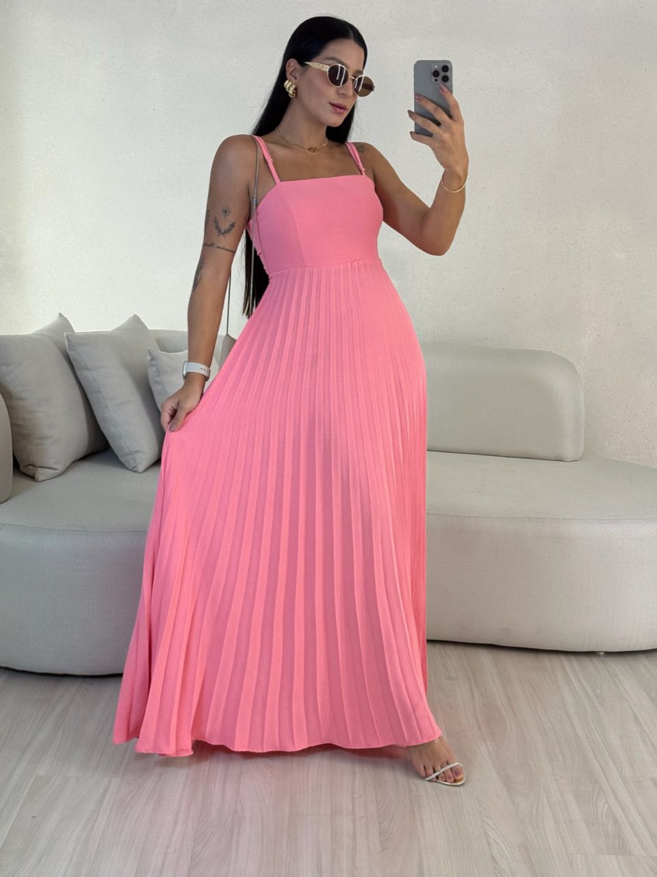 VESTIDO MÁRCIA 02 PLISSADO BABY PINK