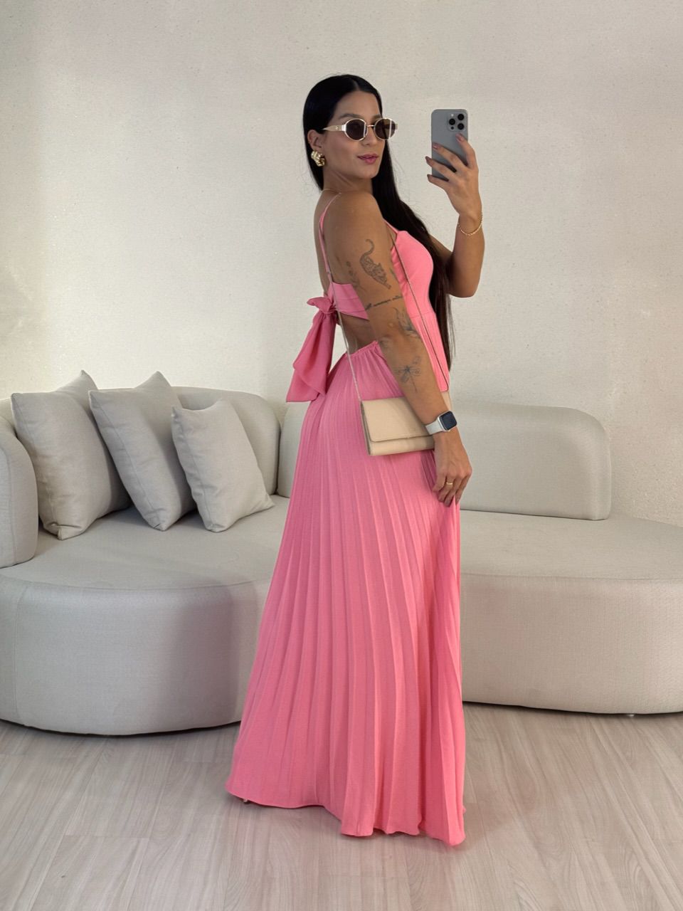 VESTIDO MÁRCIA 02 PLISSADO BABY PINK