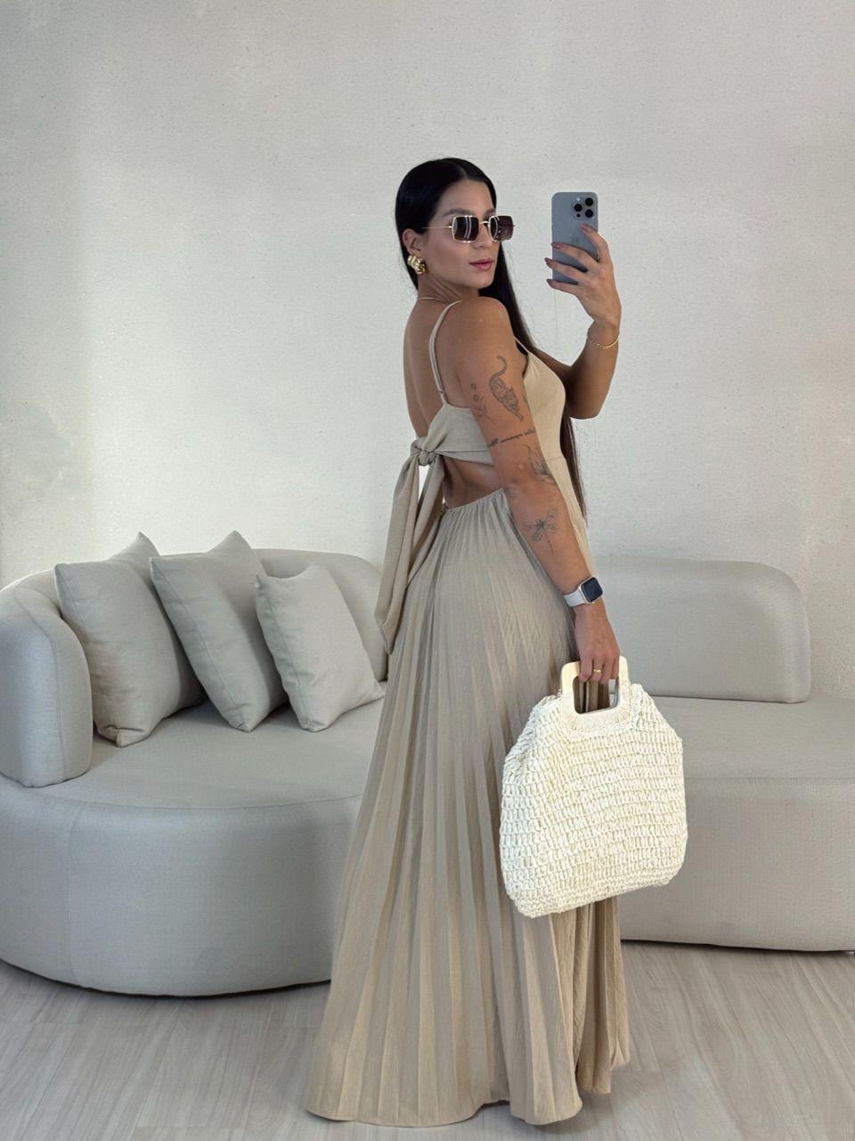 VESTIDO MÁRCIA 02 PLISSADO NUDE