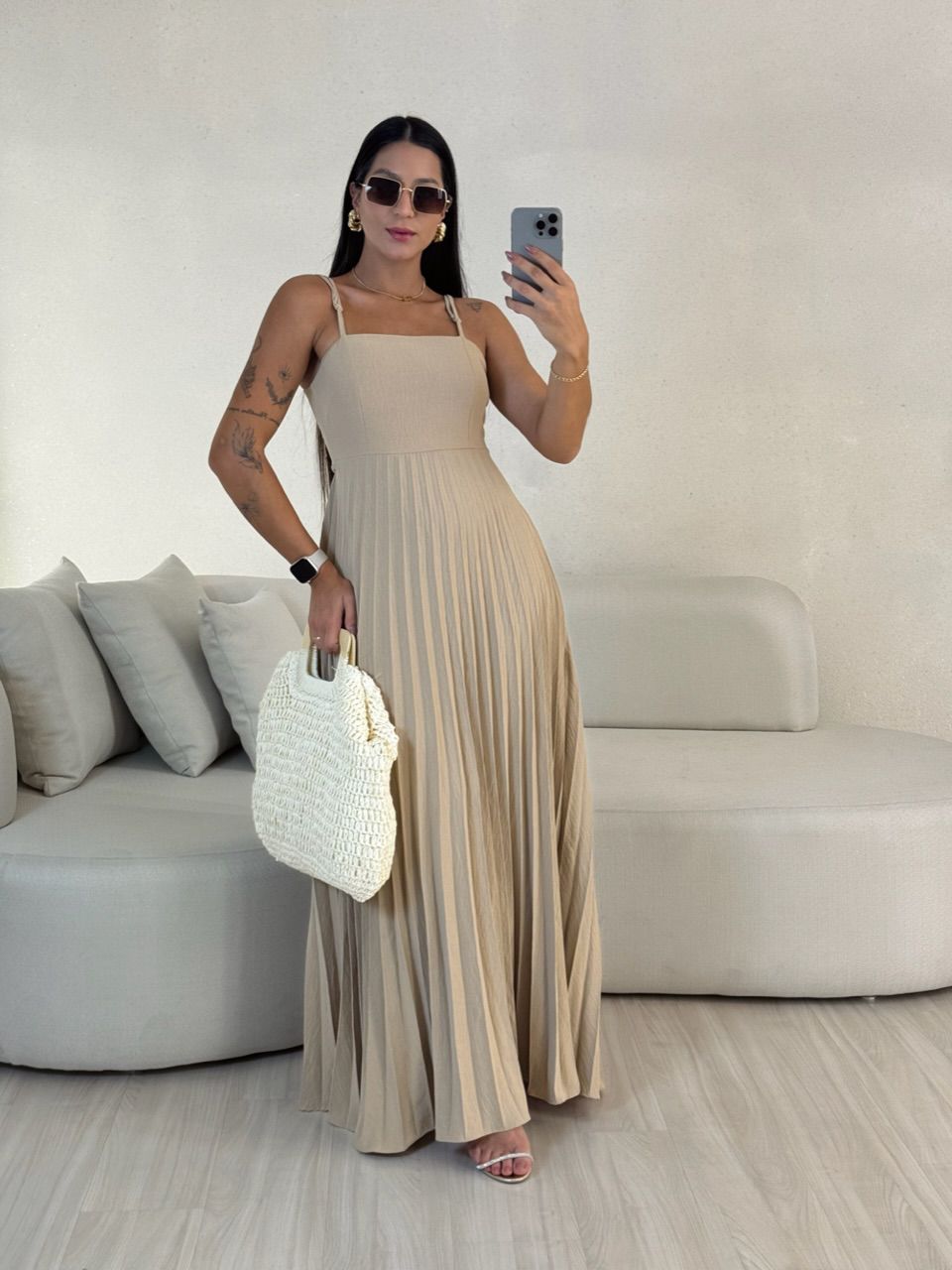 VESTIDO MÁRCIA 02 PLISSADO NUDE