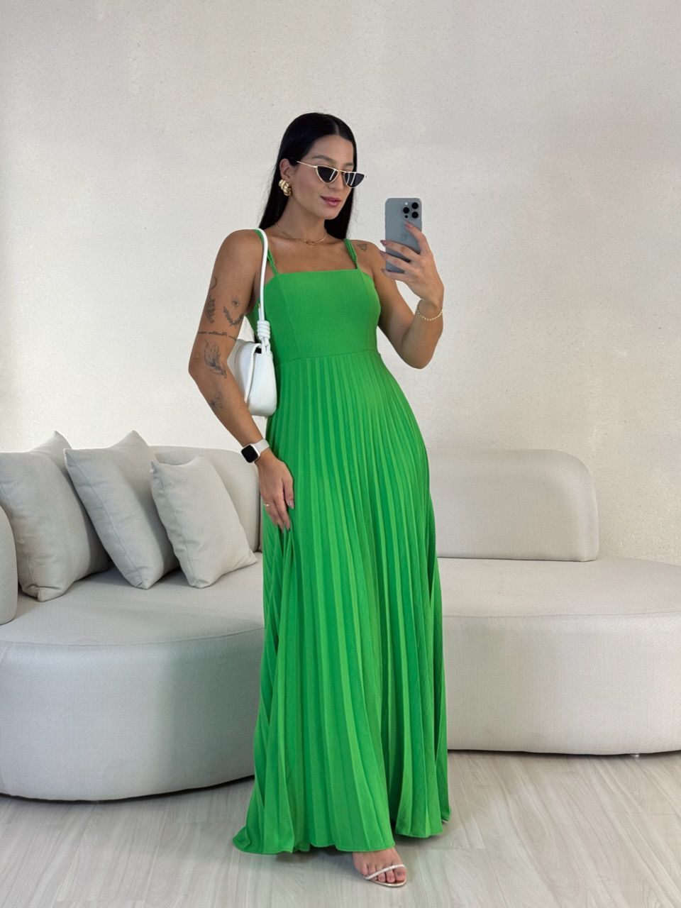VESTIDO MÁRCIA 02 PLISSADO VERDE
