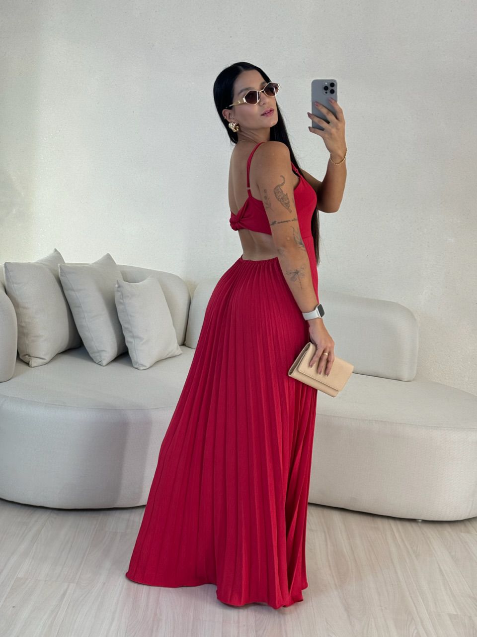 VESTIDO MÁRCIA 02 PLISSADO VERMELHO