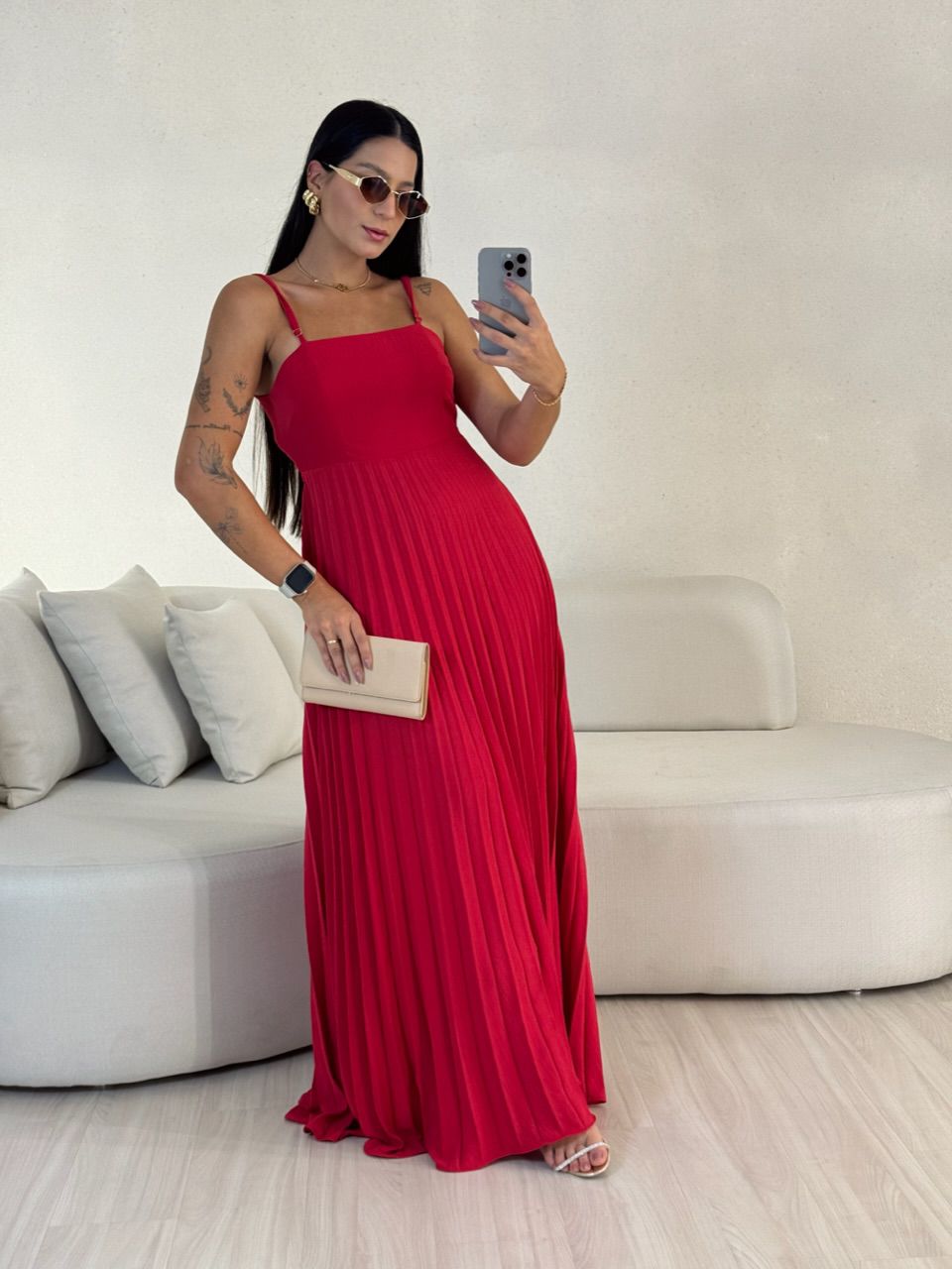 VESTIDO MÁRCIA 02 PLISSADO VERMELHO
