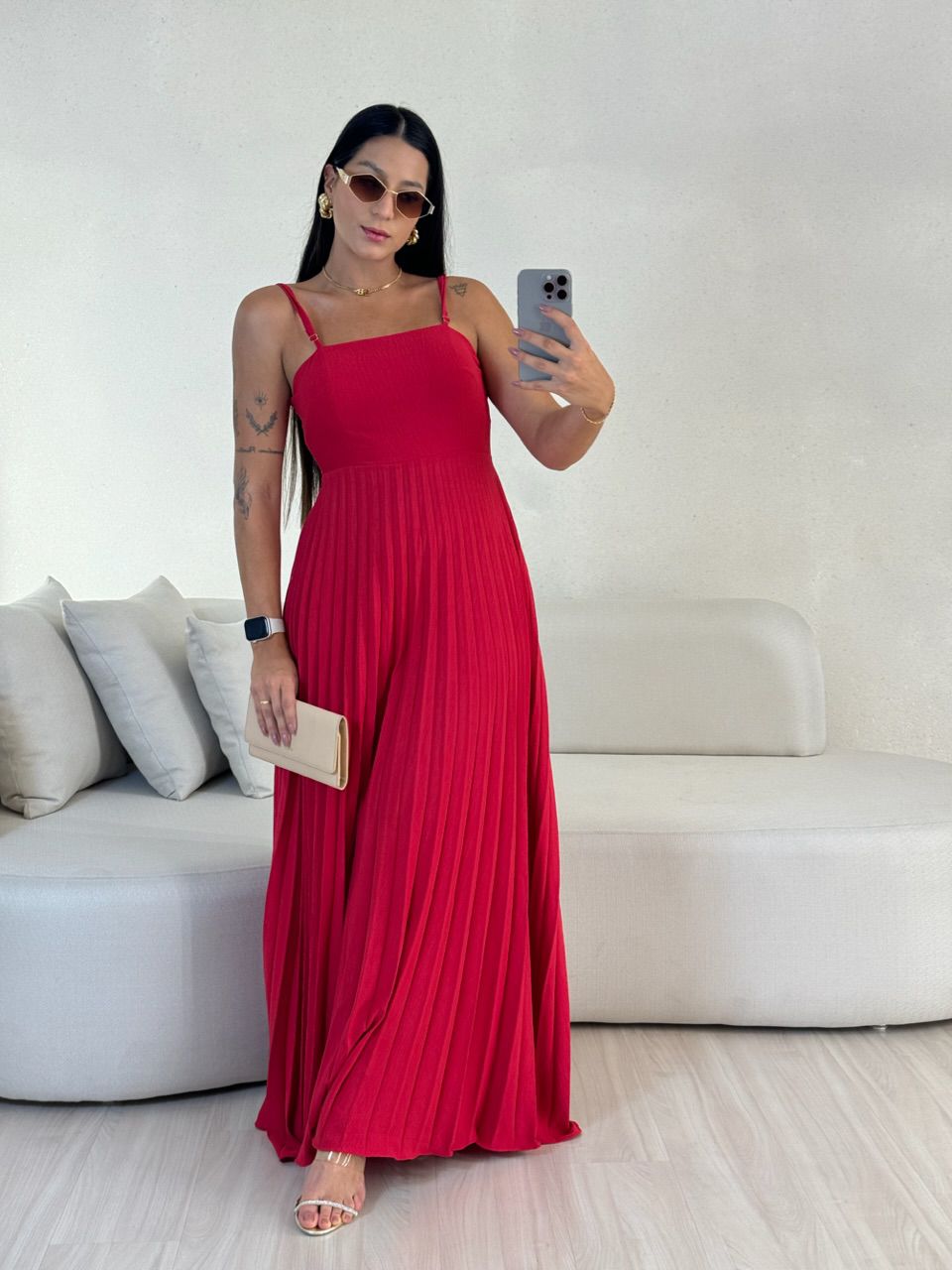 VESTIDO MÁRCIA 02 PLISSADO VERMELHO