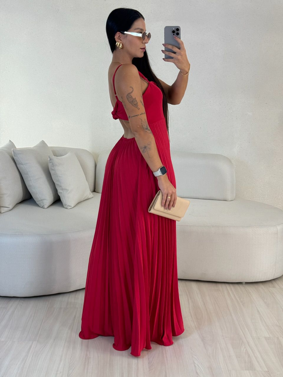 VESTIDO MÁRCIA 02 PLISSADO VERMELHO