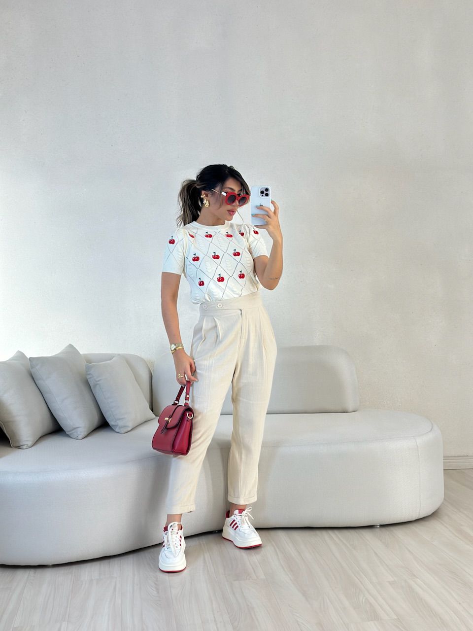BLUSA CEREJA TRICOT MARFIM