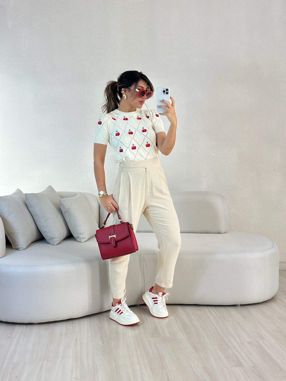 BLUSA CEREJA TRICOT MARFIM