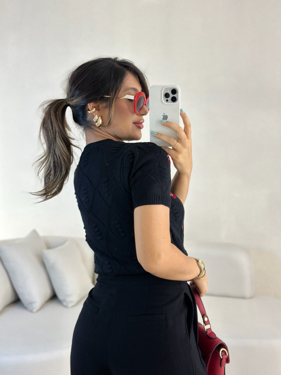 BLUSA CEREJA TRICOT PRETA