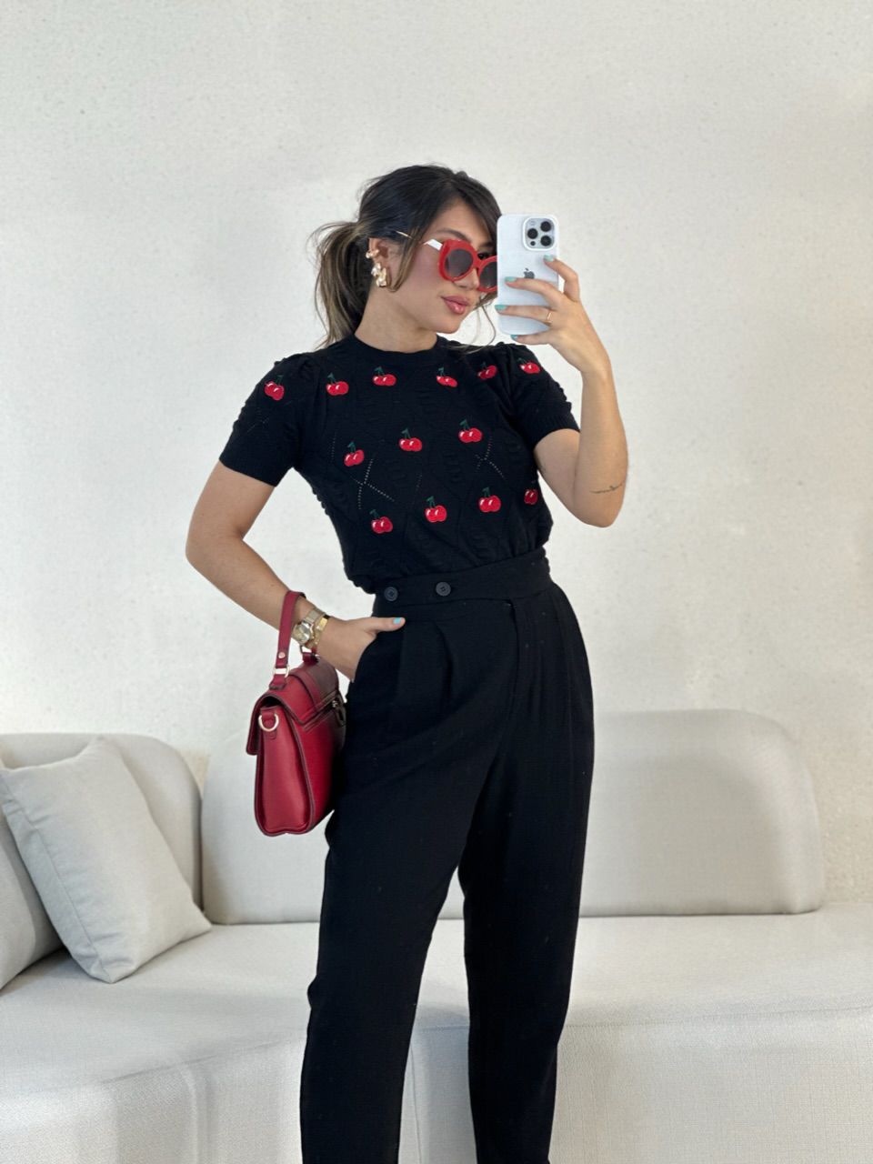 BLUSA CEREJA TRICOT PRETA
