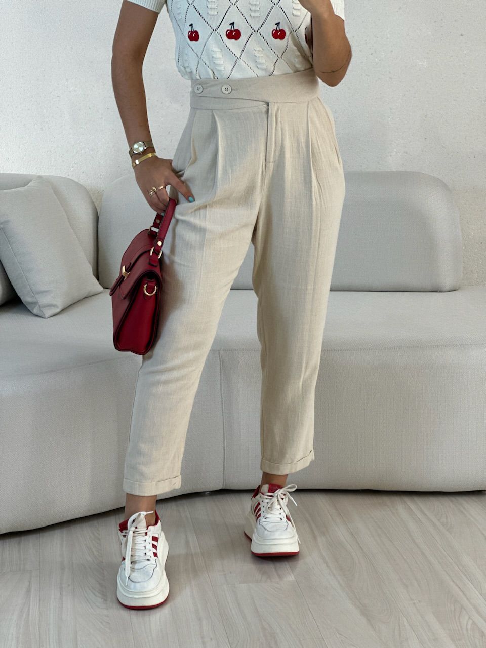 CALÇA MAYARA LINHO CRU - 0055950132 - CAROLLA FERRARO