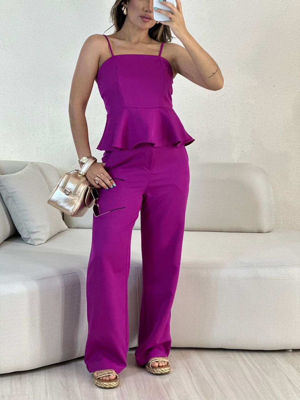 CONJUNTO IARA ALÇA CALÇA FUCSIA