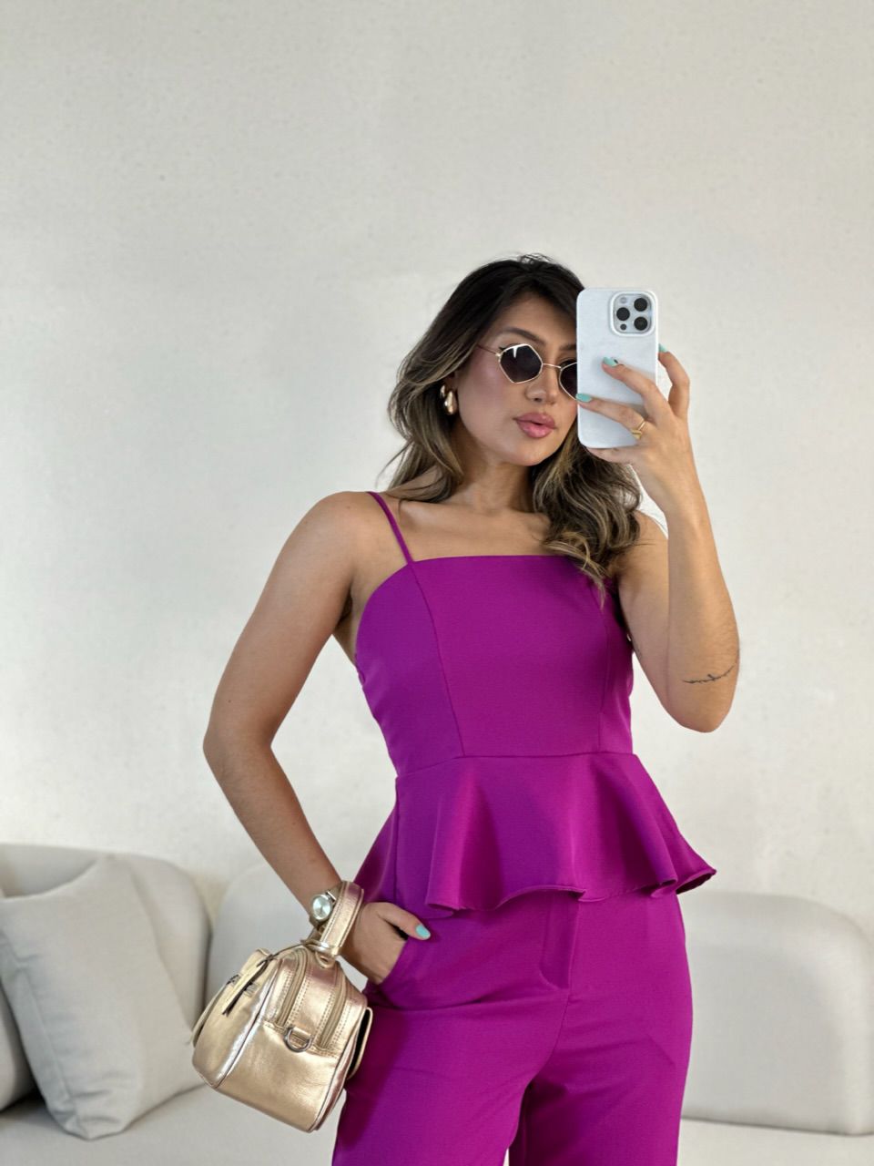 CONJUNTO IARA ALÇA CALÇA FUCSIA