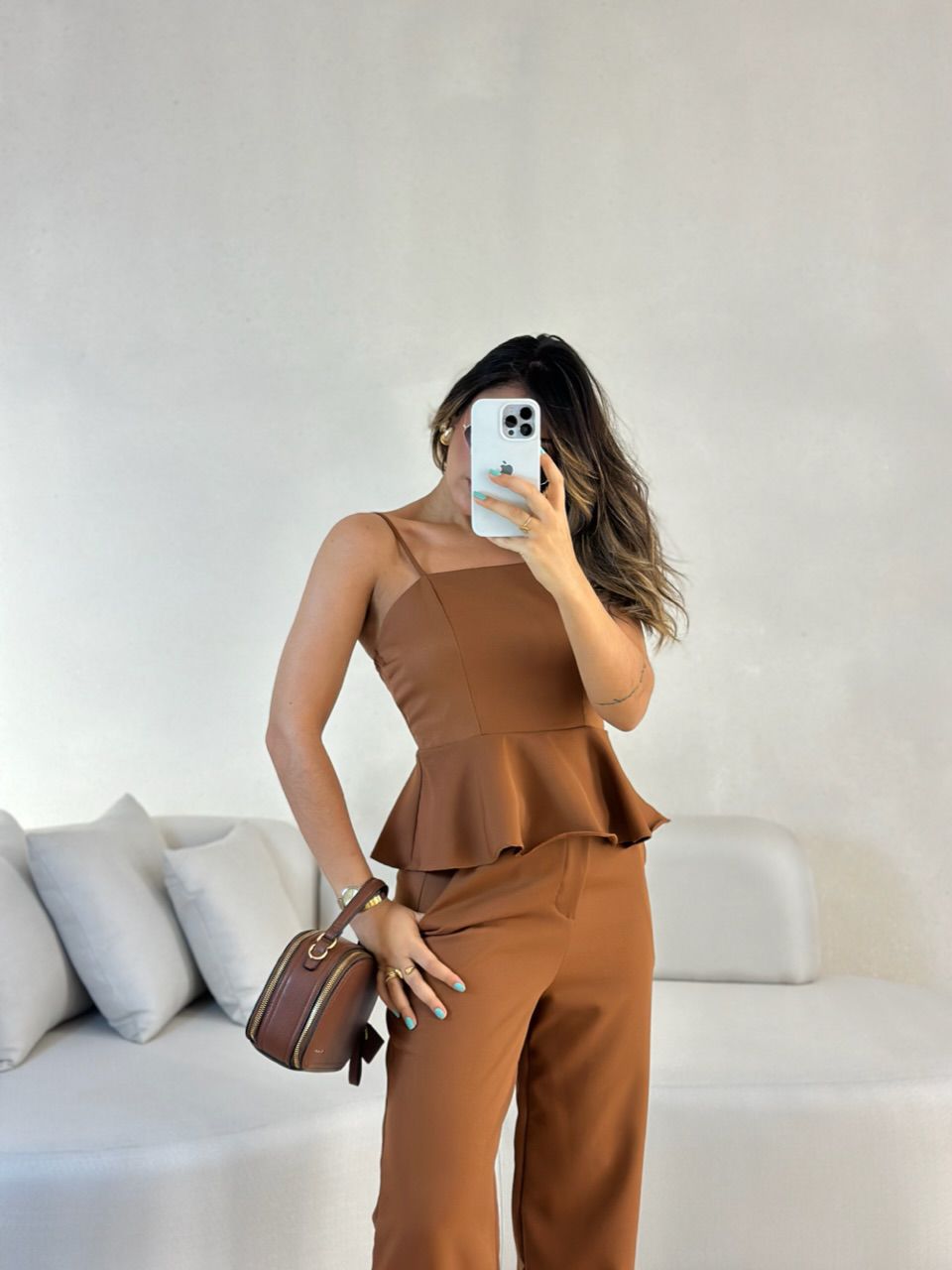 CONJUNTO IARA ALÇA CALÇA MARROM