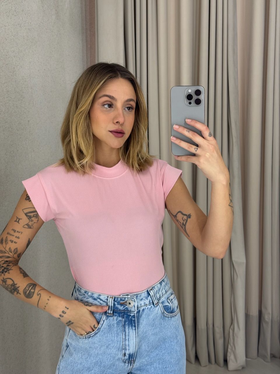 BLUSA JOSIANE CANELADA ROSA - 0056810031 - CAROLLA FERRARO