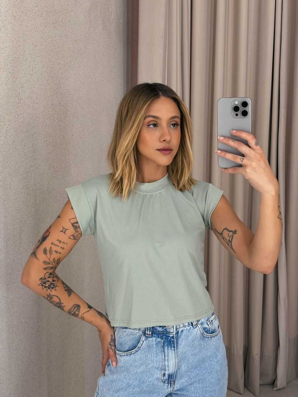 BLUSA JOSIANE CANELADA VERDE