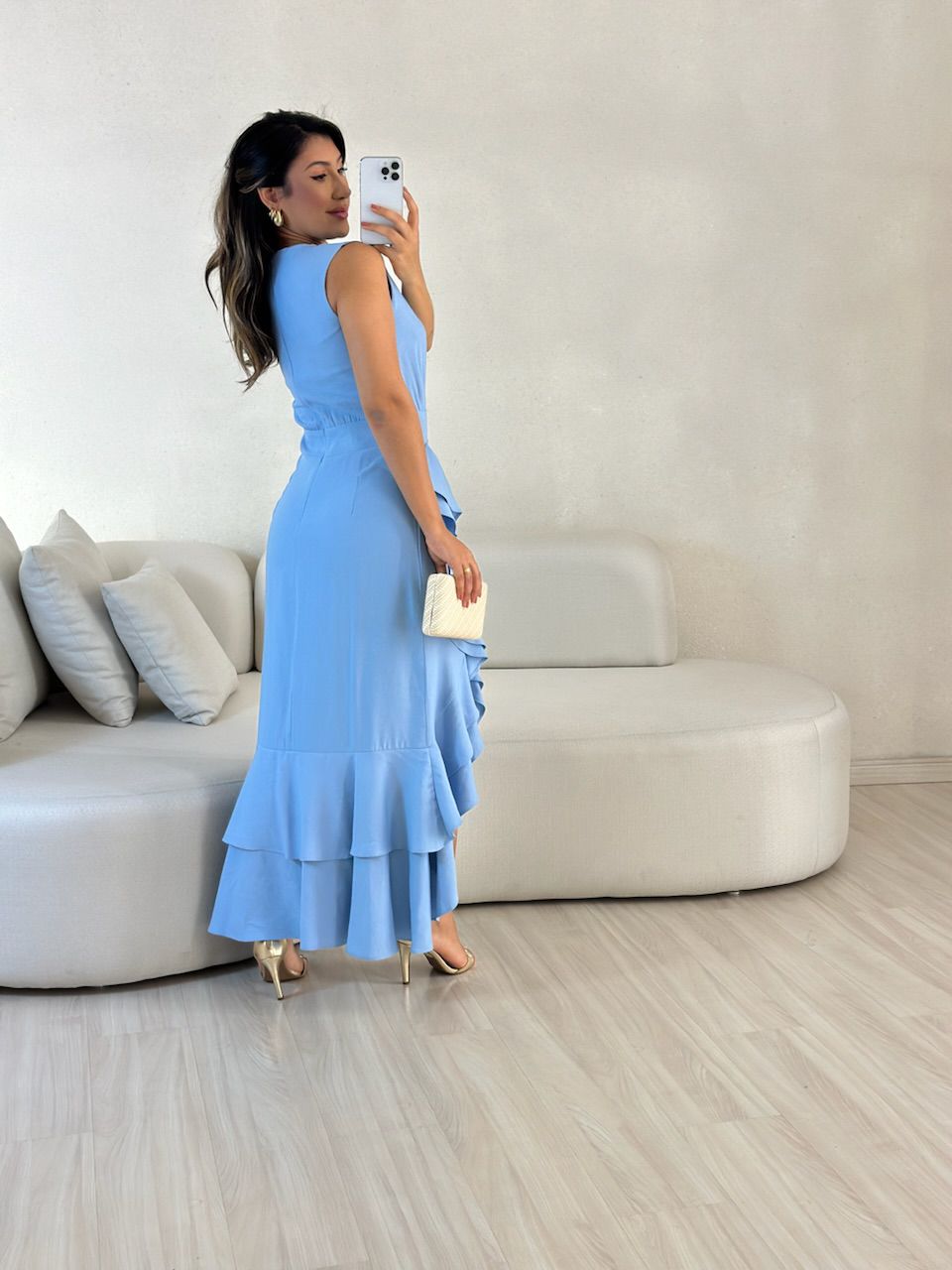 VESTIDO HELOISE LONGO BABY BLUE