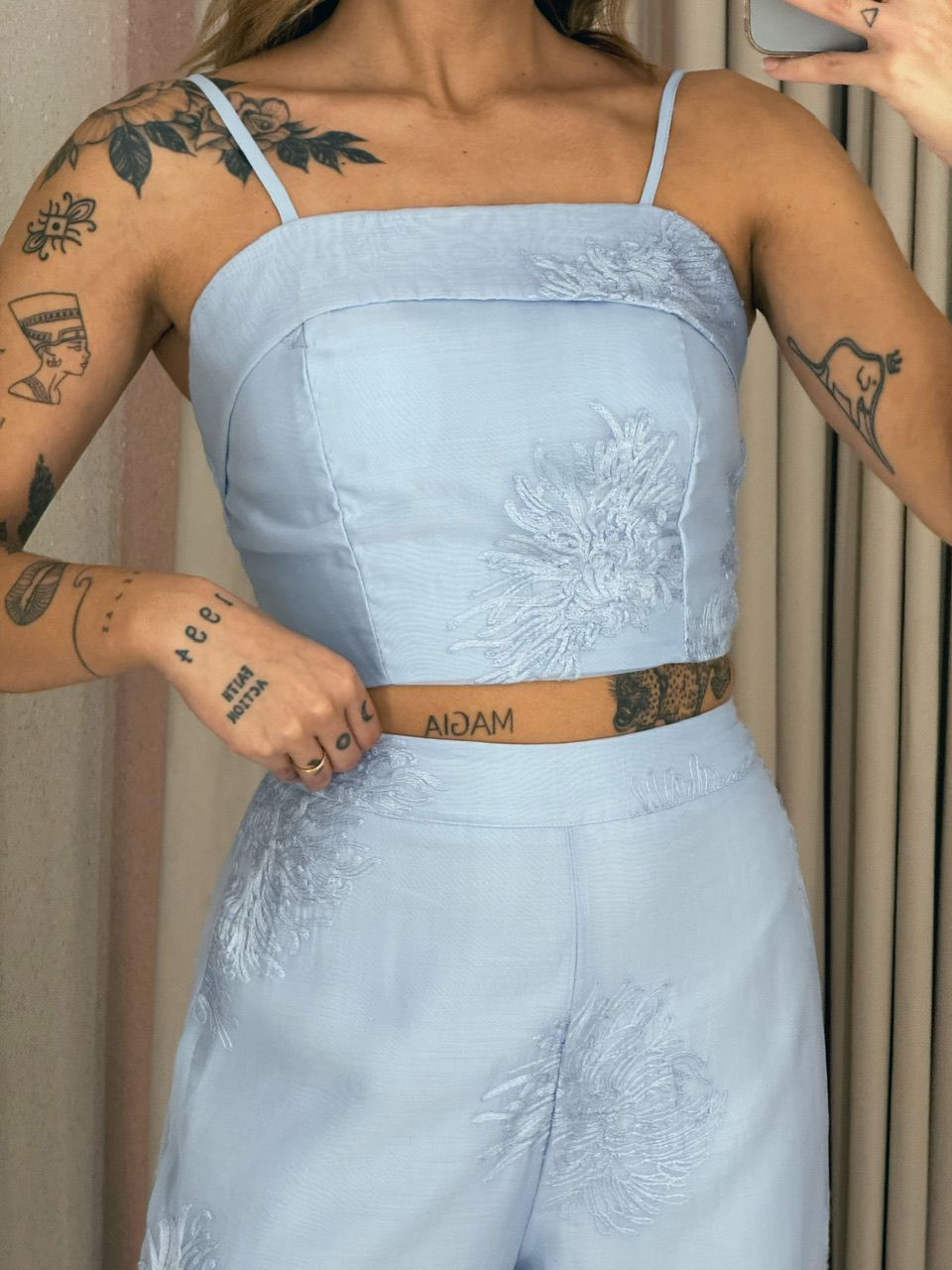 CONJUNTO NINA CALÇA CROPPED AZUL