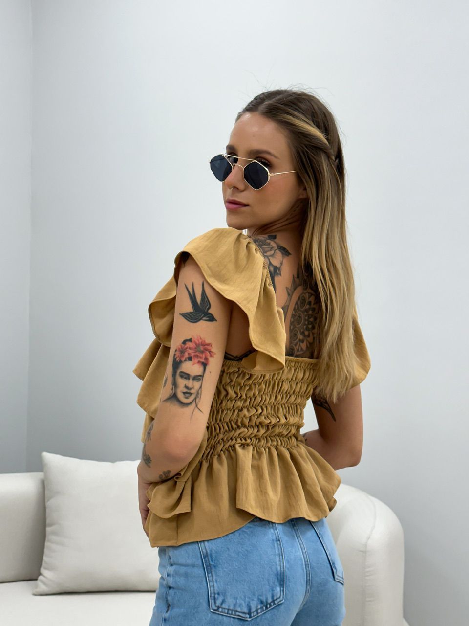 BLUSA BABADO LASTEX NUDE
