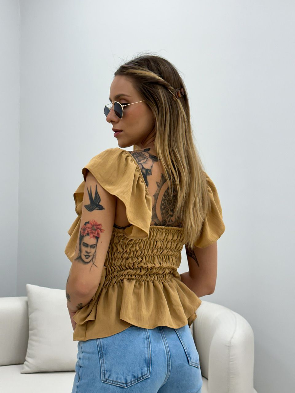 BLUSA BABADO LASTEX NUDE