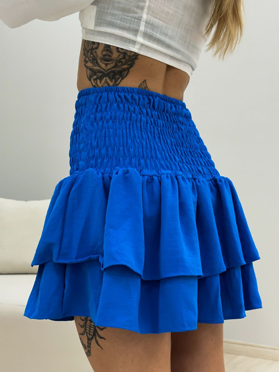 SAIA BLUSA BABADO AZUL