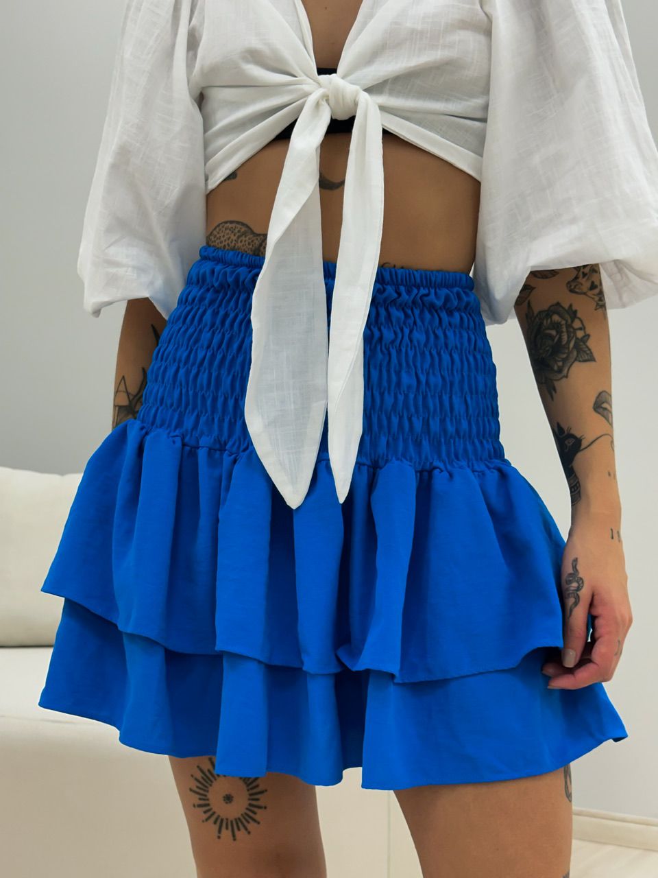 SAIA BLUSA BABADO AZUL