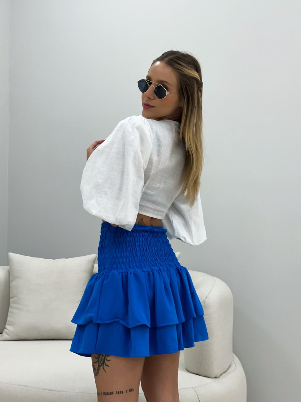 SAIA BLUSA BABADO AZUL