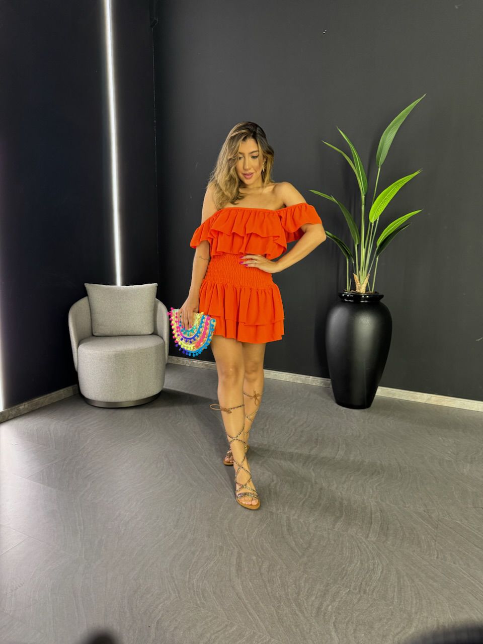 SAIA BLUSA BABADO LARANJA