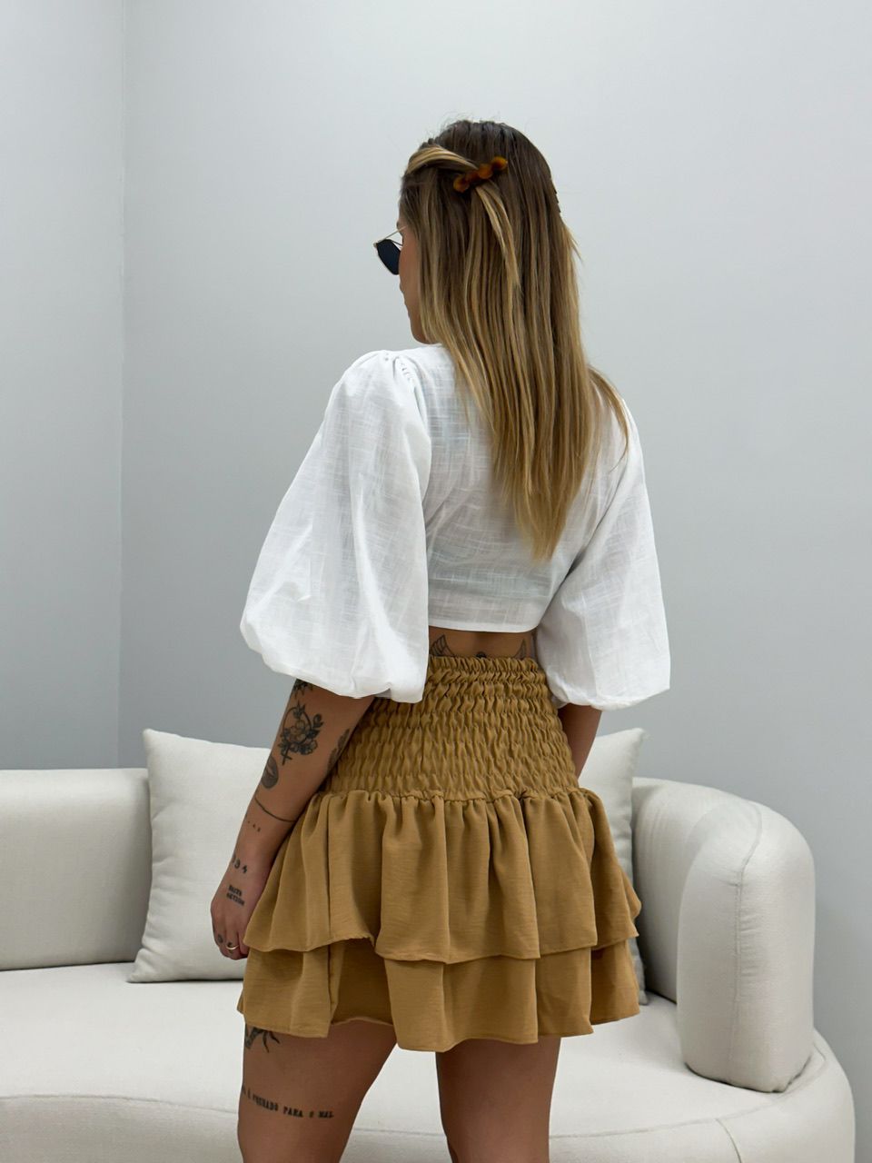 SAIA BLUSA BABADO NUDE