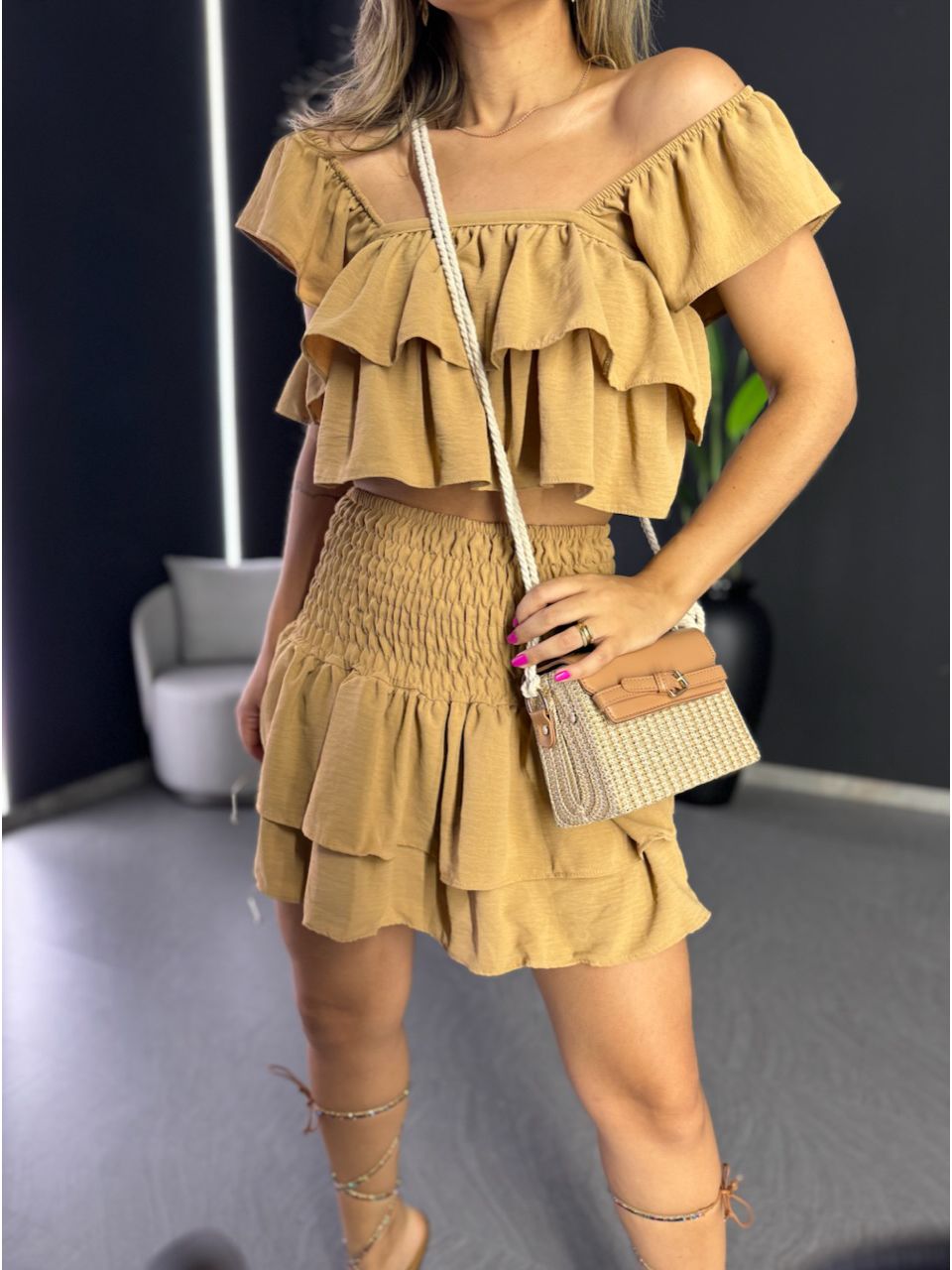 SAIA BLUSA BABADO NUDE - 0048220049 - CAROLLA FERRARO