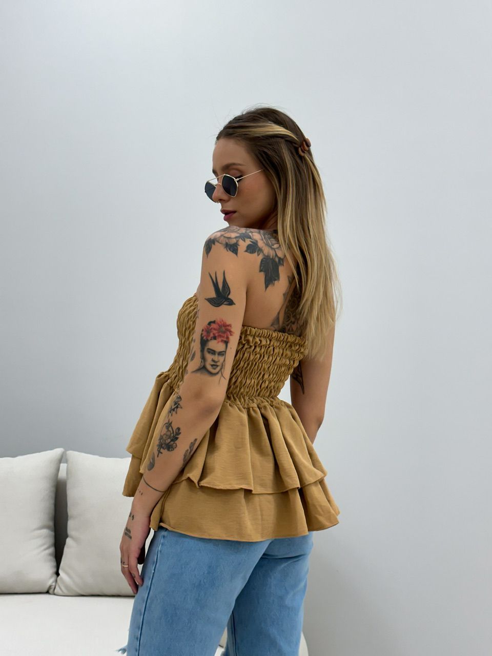 SAIA BLUSA BABADO NUDE