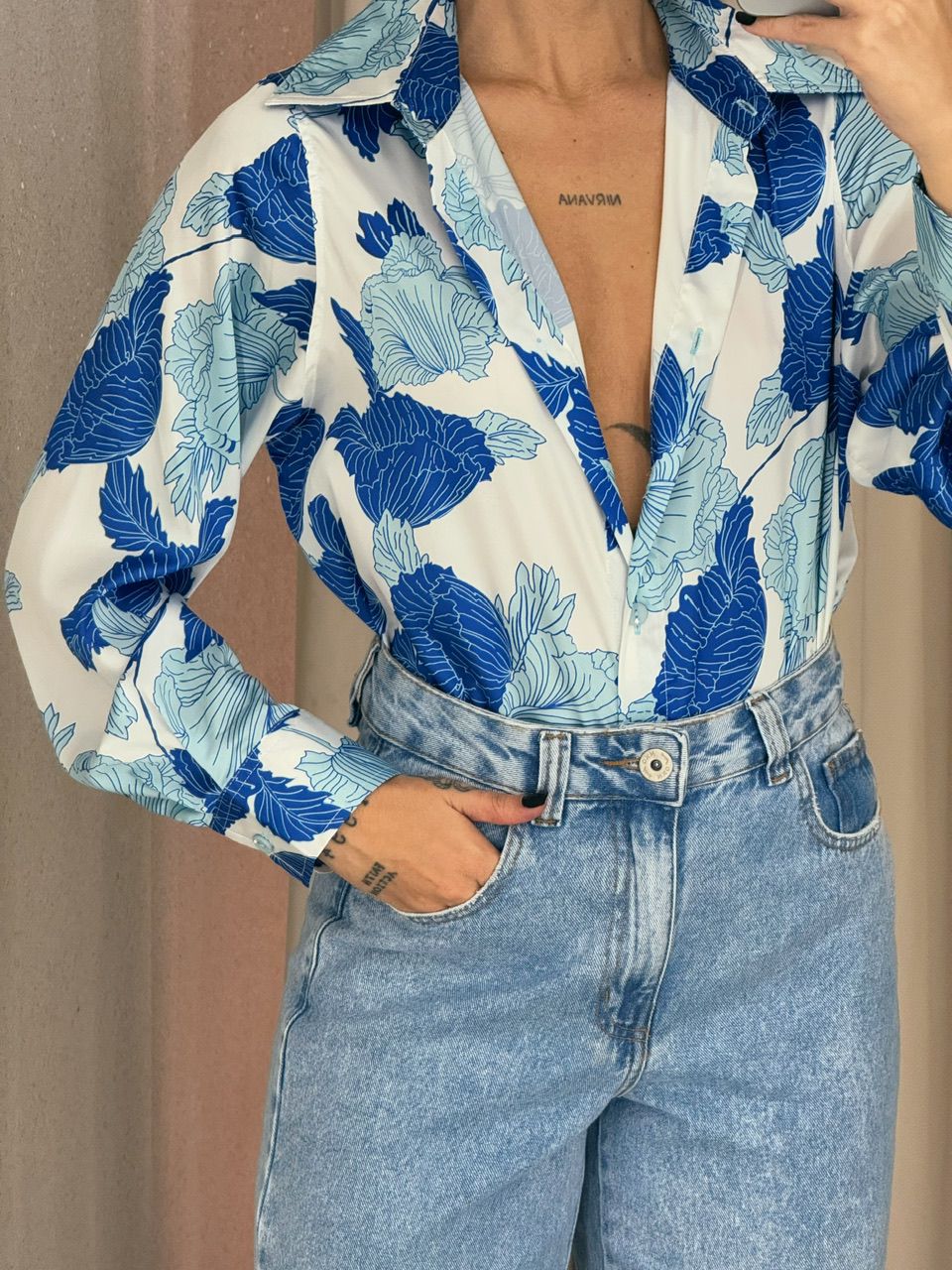 CAMISA CHARLOTE ESTAMPADA AZUL