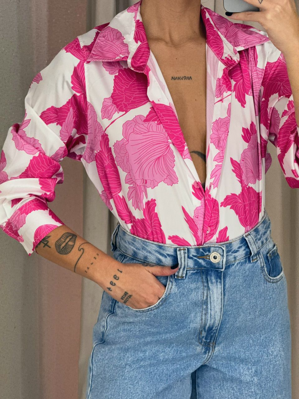 CAMISA CHARLOTE ESTAMPADA ROSA
