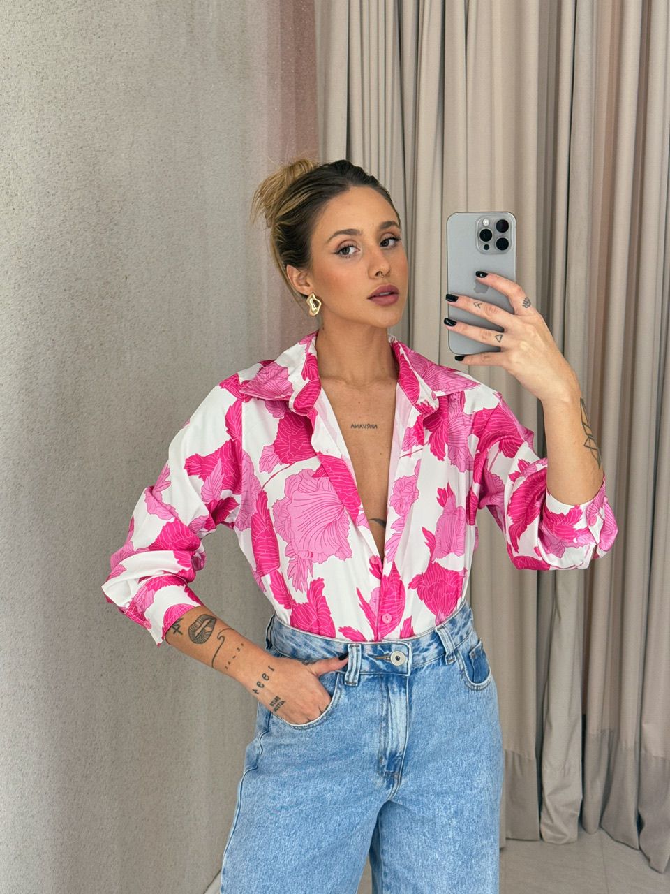 CAMISA CHARLOTE ESTAMPADA ROSA