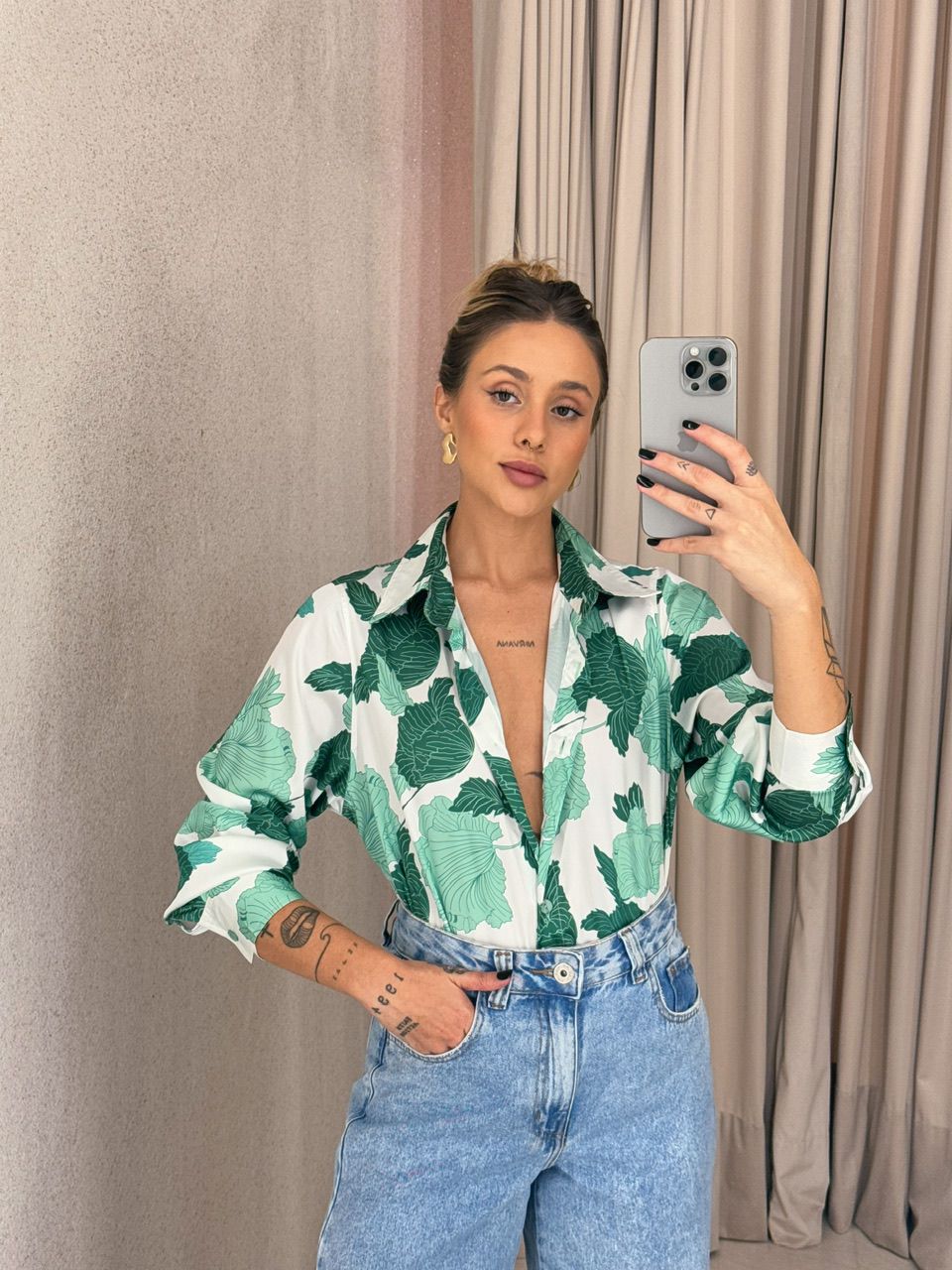 CAMISA CHARLOTE ESTAMPADA VERDE