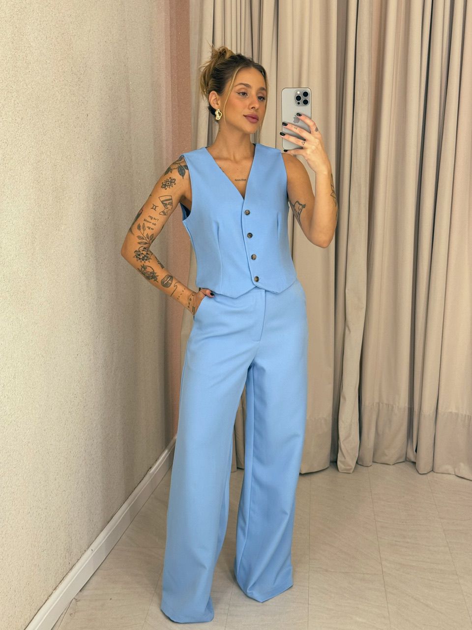 CONJUNTO VIRGÍNIA Calça azul - 0060780109 - CAROLLA FERRARO