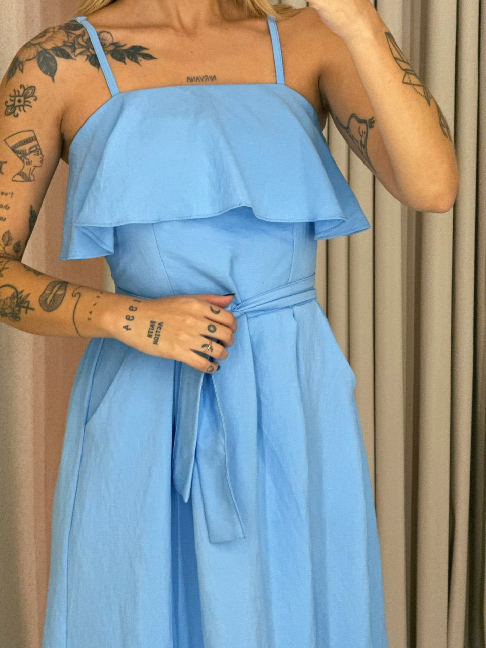 VESTIDO THAIS ALÇA FAIXA AZUL