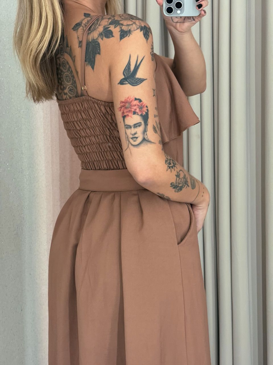VESTIDO THAIS ALÇA FAIXA MARROM