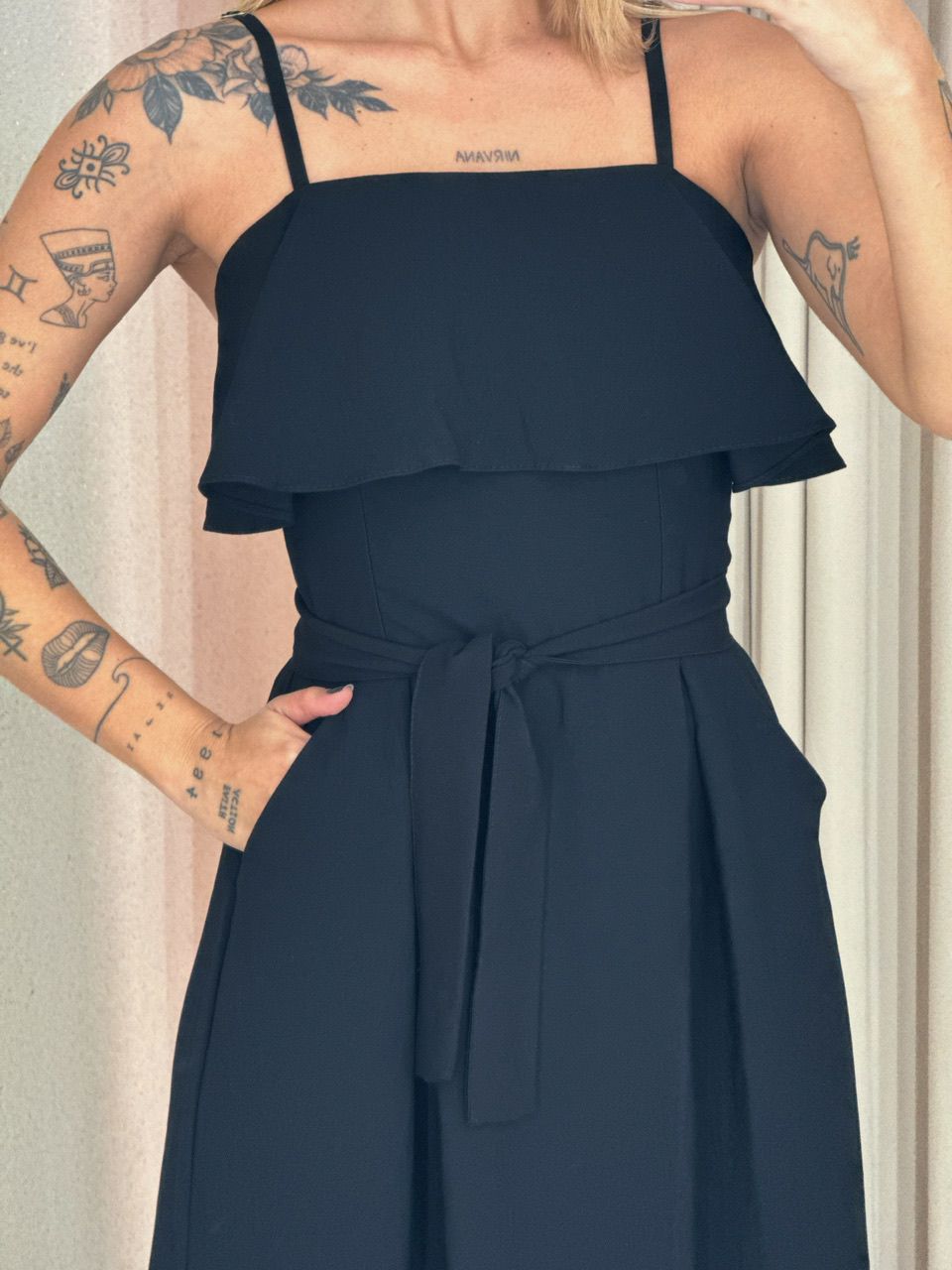 VESTIDO THAIS ALÇA FAIXA PRETO