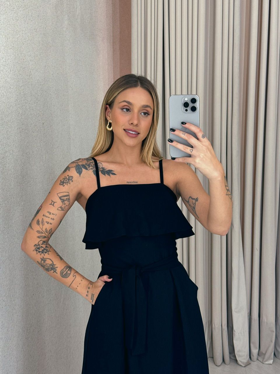 VESTIDO THAIS ALÇA FAIXA PRETO