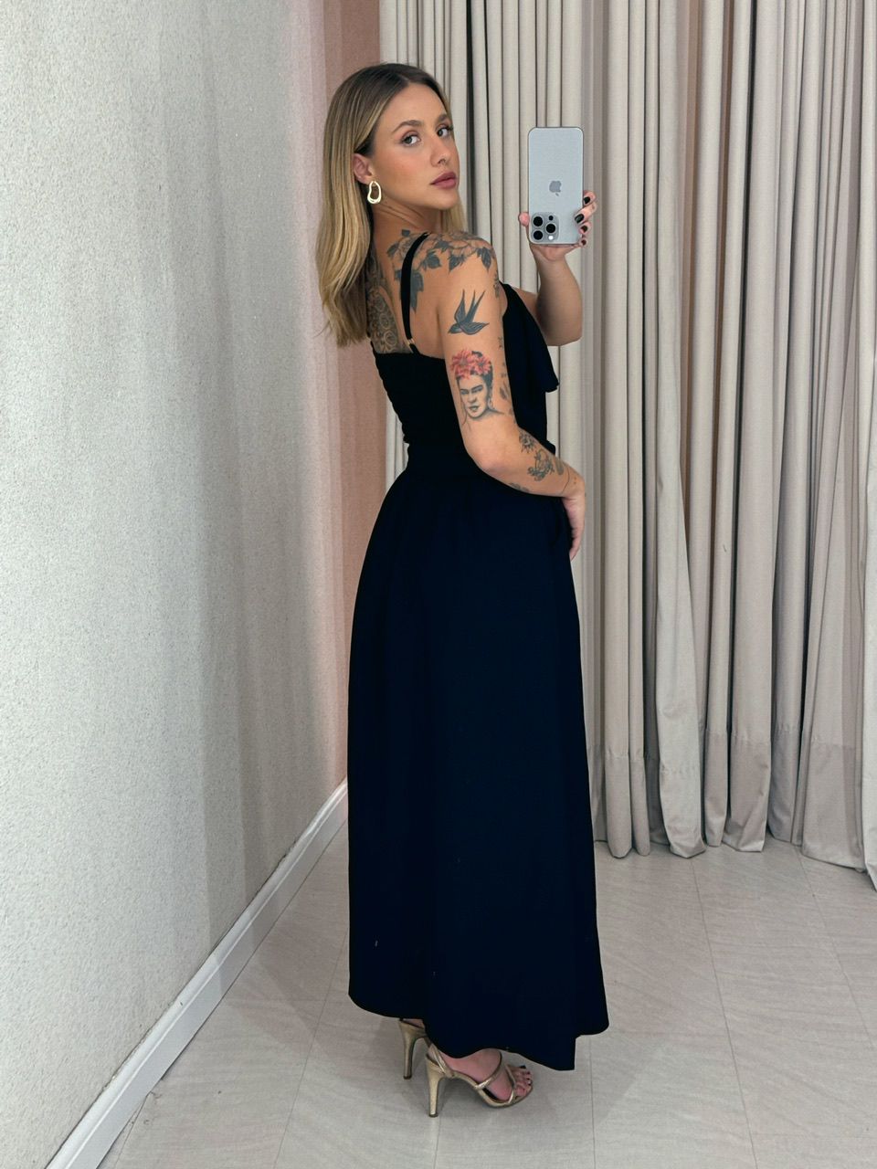 VESTIDO THAIS ALÇA FAIXA PRETO
